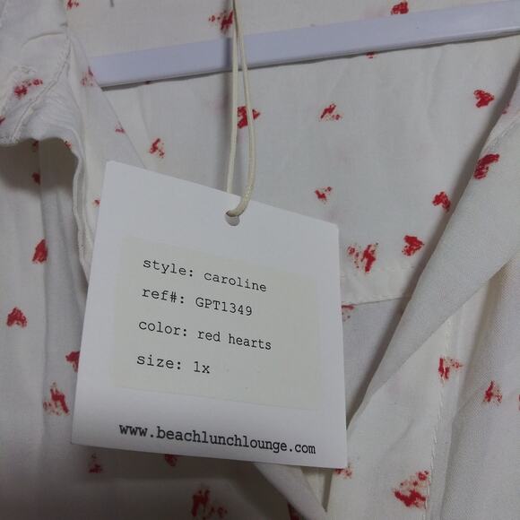 Beachlunchlounge Caroline Heart Long Sleeve Button Up Blouse Size 1X - Picture 6 of 9